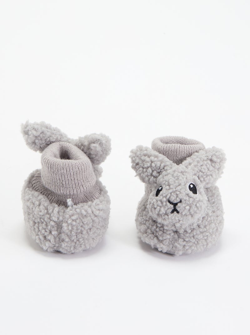 Pantofole effetto montone con testa di animale Grigio - Kiabi