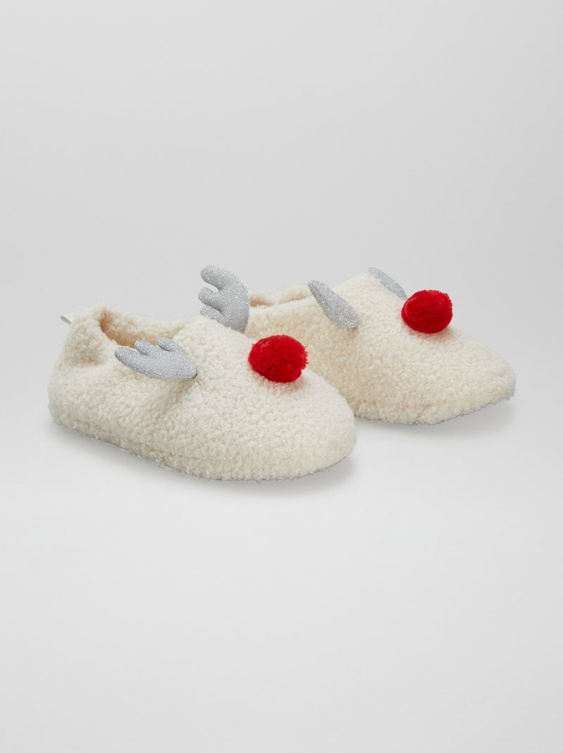 Pantofole effetto montone 'Natale' BEIGE - Kiabi
