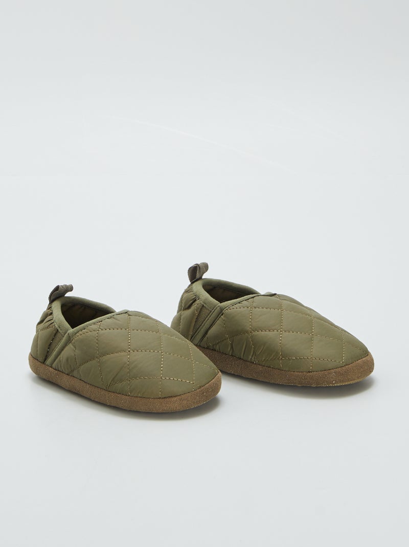 Pantofole elasticizzate trapuntate VERDE - Kiabi