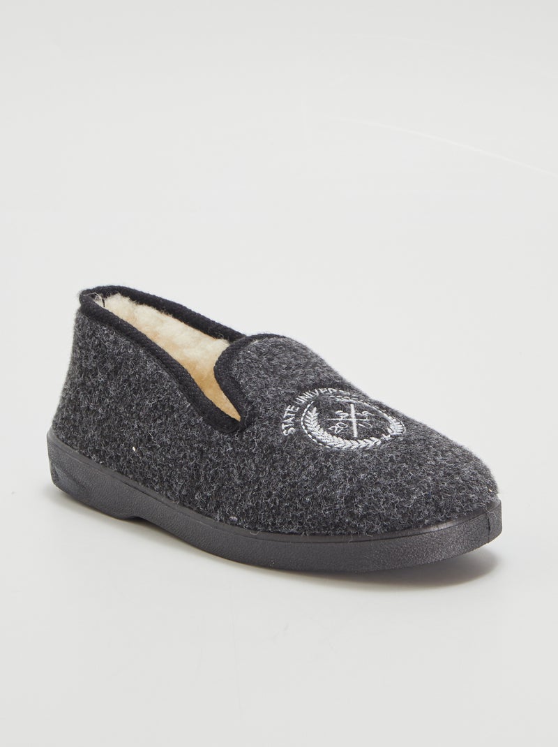 Pantofole foderate con ricamo GRIGIO - Kiabi