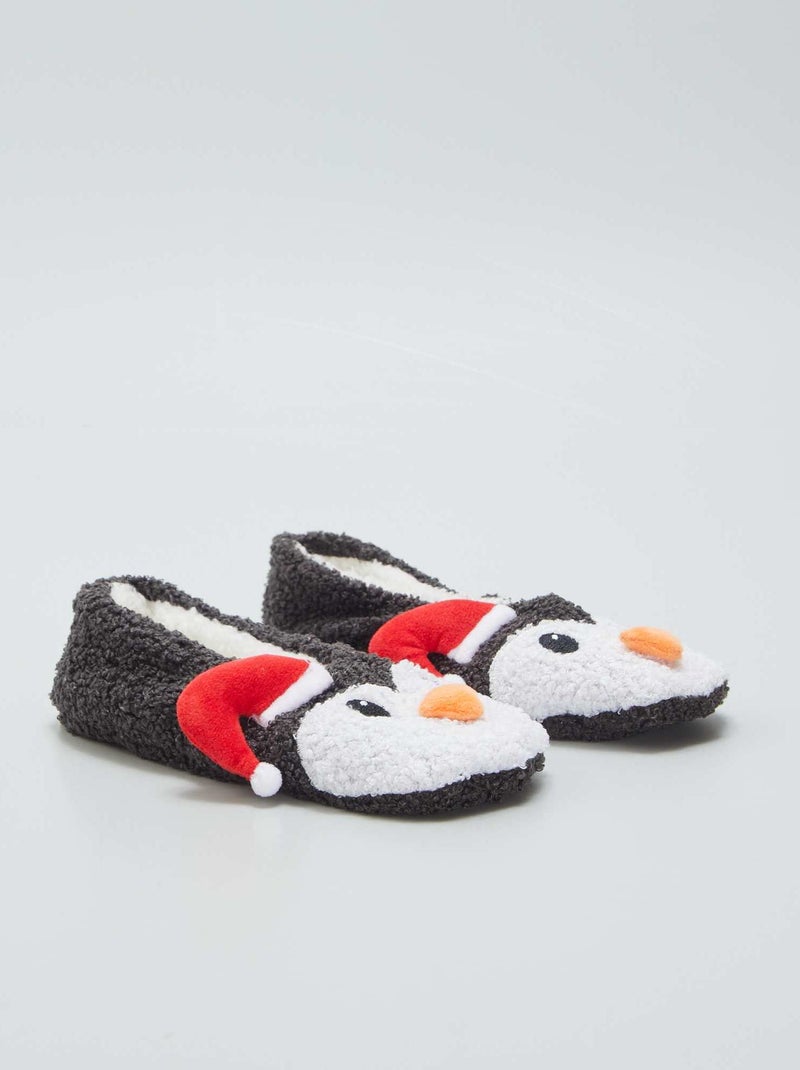 Pantofole foderate 'Natale' nero - Kiabi