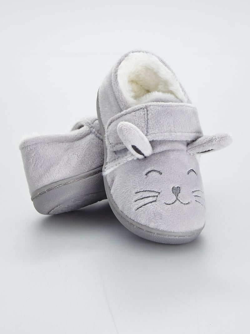 Pantofole imbottite 'animale' grigio - Kiabi