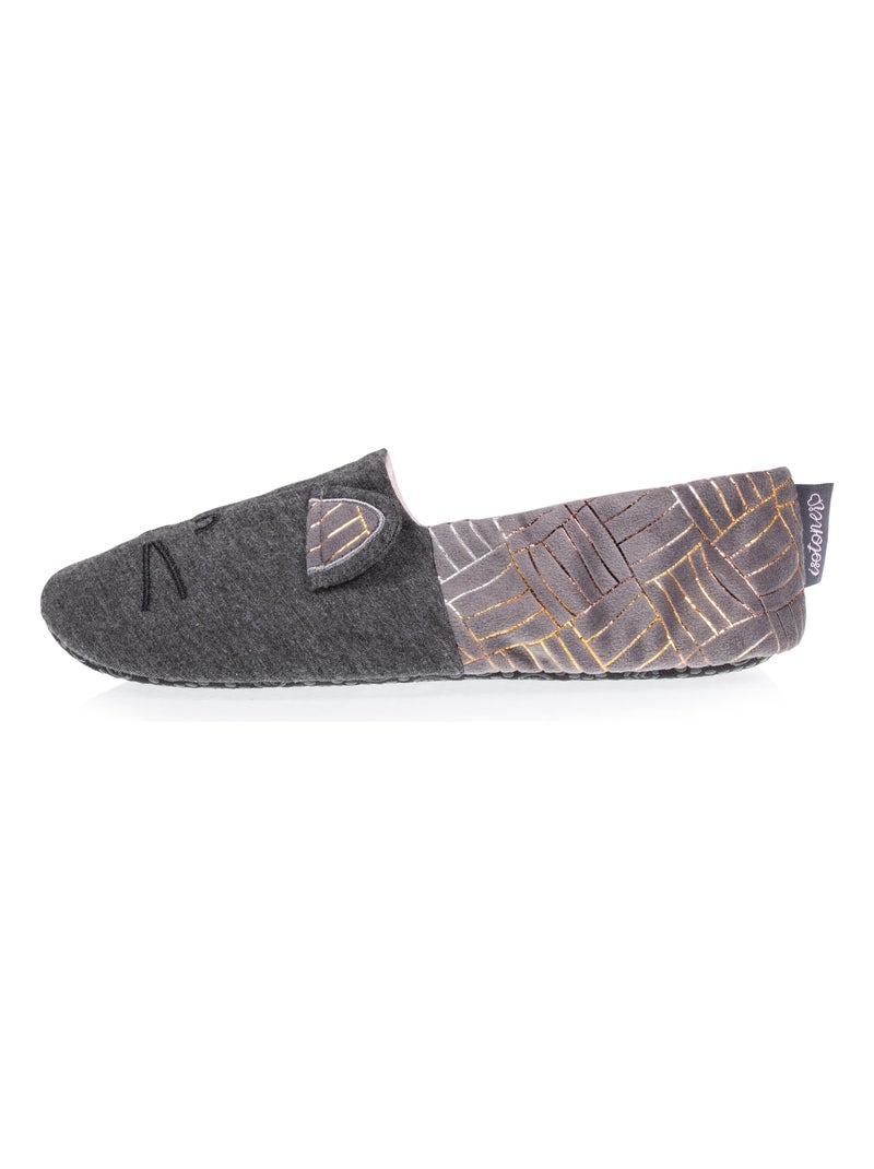 Pantofole  in jersey e suola con borchie donna Isotoner Grigio melangiato - Kiabi