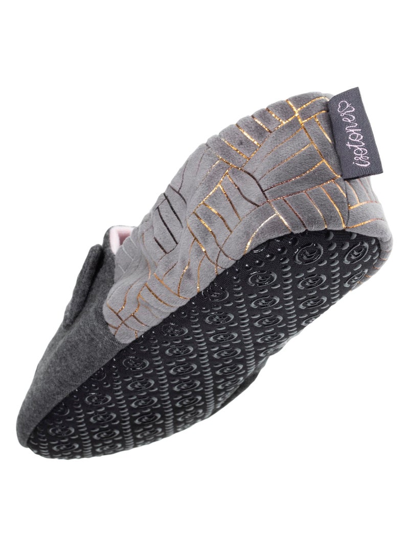 Pantofole  in jersey e suola con borchie donna Isotoner Grigio melangiato - Kiabi