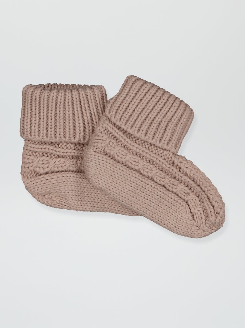 Pantofole in maglia all'uncinetto ROSA - Kiabi
