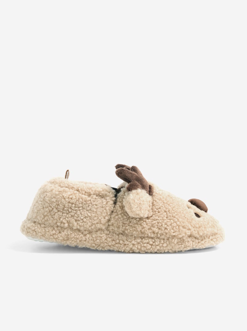Pantofole in materiale effetto montone Marrone - Kiabi