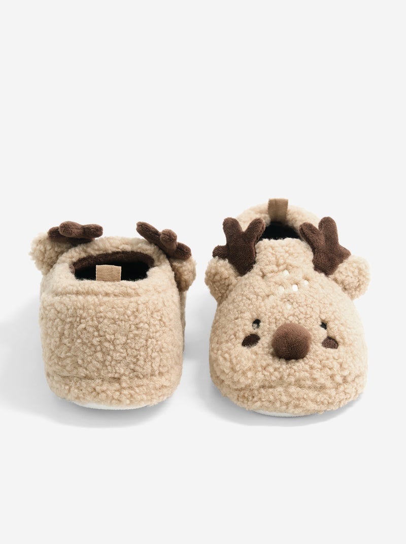 Pantofole in materiale effetto montone Marrone - Kiabi