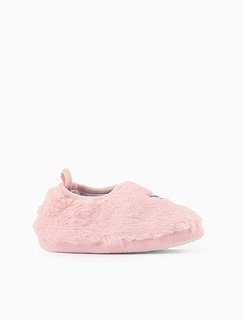 Pantofole in morbido peluche con ricamo stitch