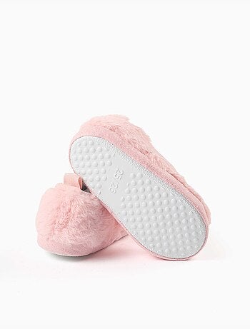 Pantofole in morbido peluche con ricamo stitch