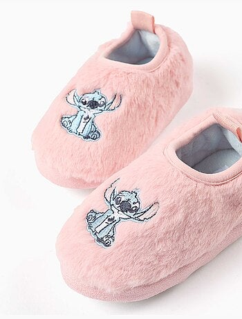 Pantofole in morbido peluche con ricamo stitch