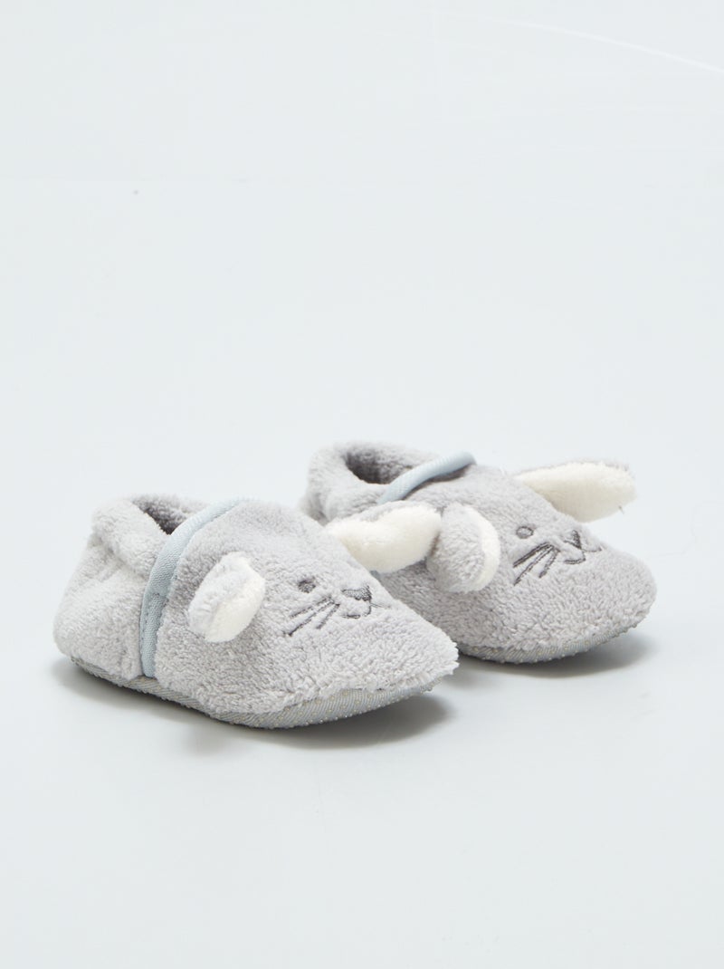 Pantofole in pile grigio chiaro - Kiabi