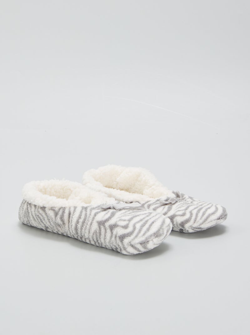 Pantofole in pile 'leopardo' GRIGIO - Kiabi