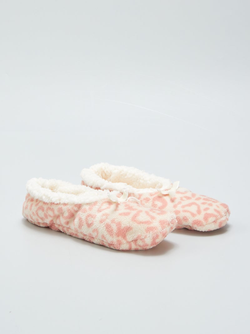Pantofole in pile 'leopardo' ROSA - Kiabi