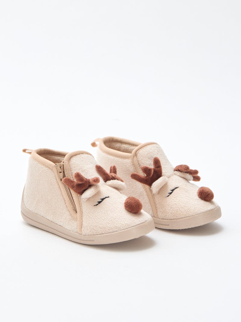 Pantofole in suedette giocose Natale Beige - Kiabi