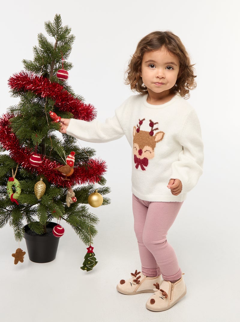 Pantofole in suedette giocose Natale Beige - Kiabi