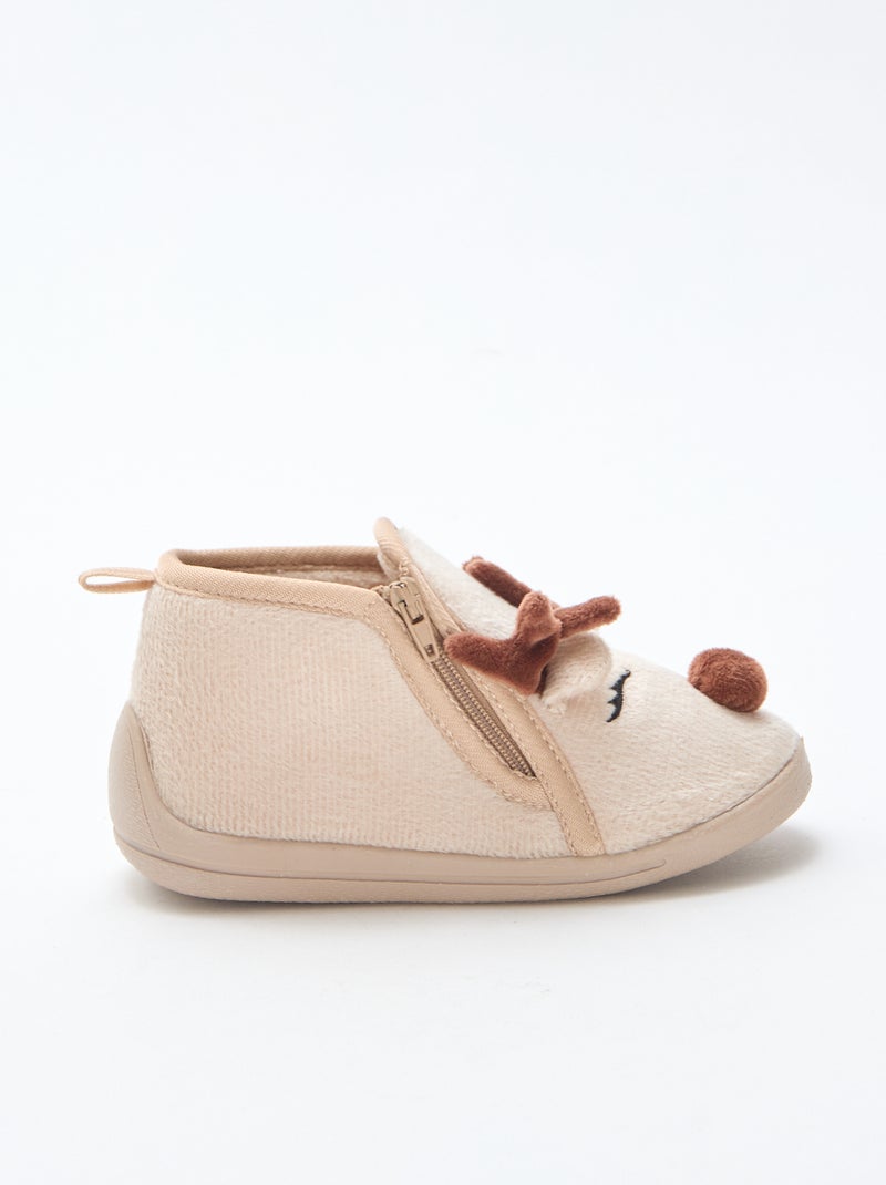 Pantofole in suedette giocose Natale Beige - Kiabi