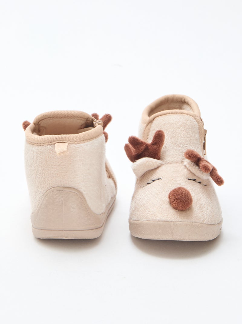 Pantofole in suedette giocose Natale Beige - Kiabi