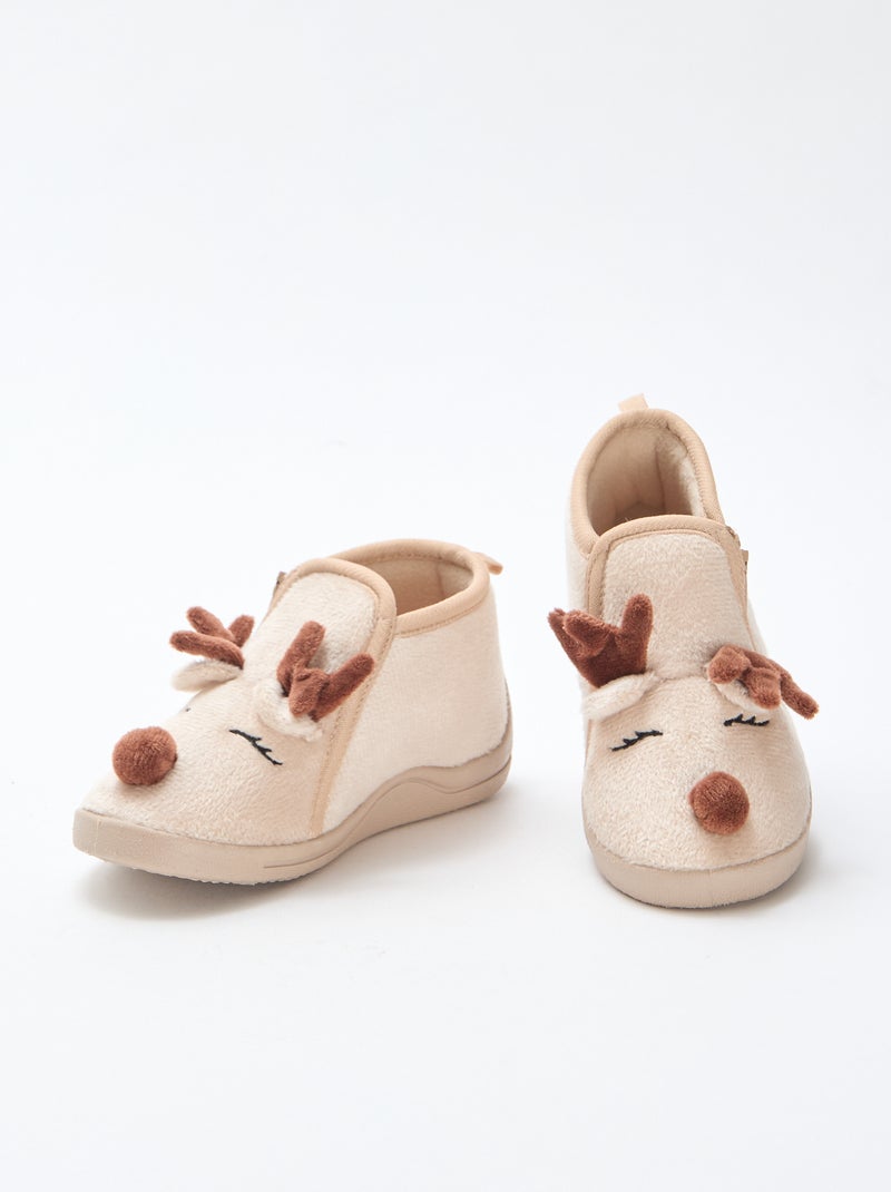 Pantofole in suedette giocose Natale Beige - Kiabi
