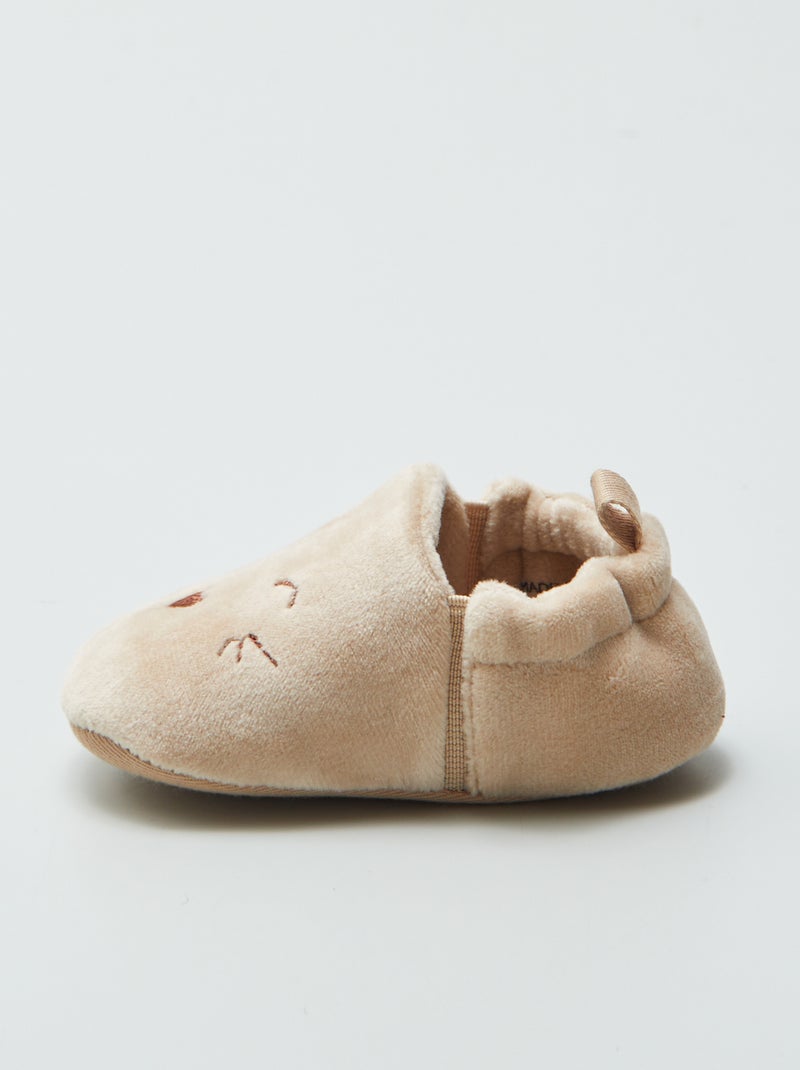 Pantofole in velluto beige - Kiabi
