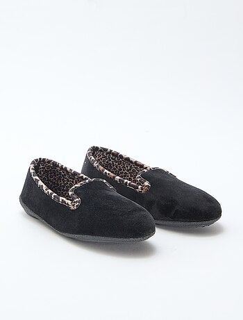 Pantofole in velluto con interno leopardato