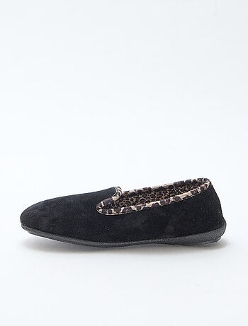 Pantofole in velluto con interno leopardato