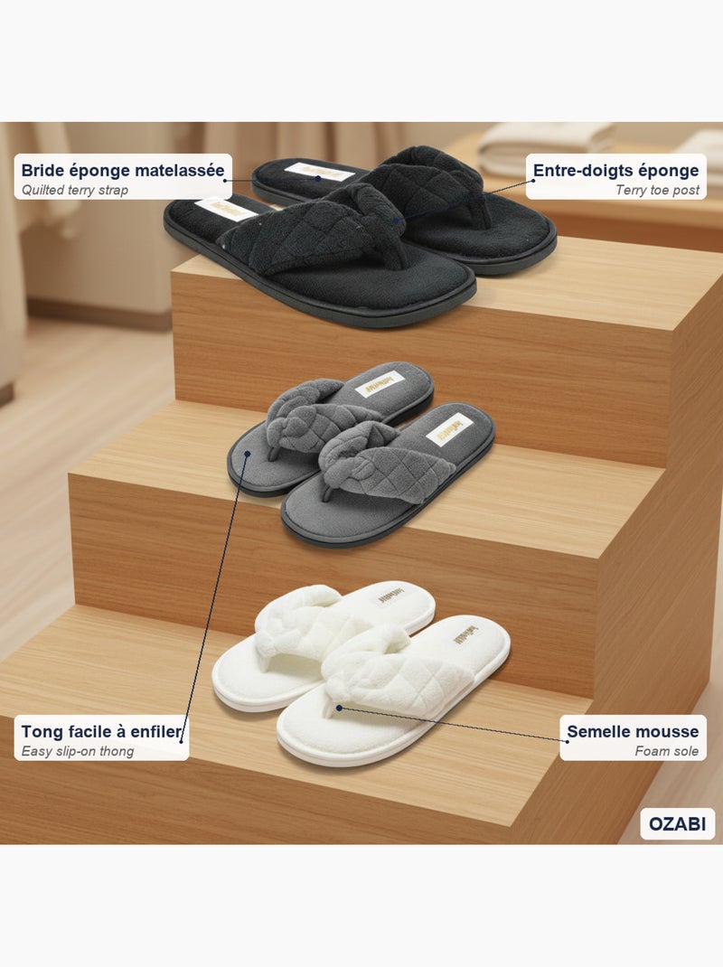 Pantofole Infradito Spugna Donna Confezione 3 Paia INFINITIF PARIS Nero Grigio Bianco - Kiabi