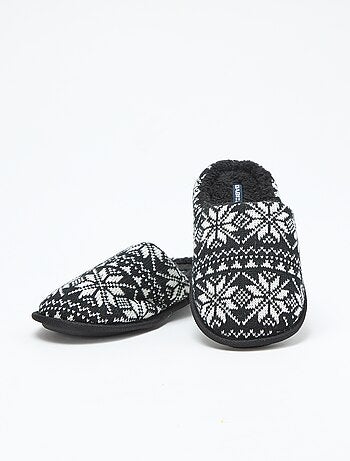 Pantofole jacquard in maglia natalizia