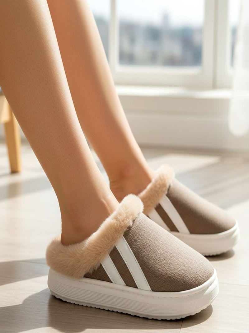 Pantofole miste invernali foderate ND10929 Marrone - Kiabi