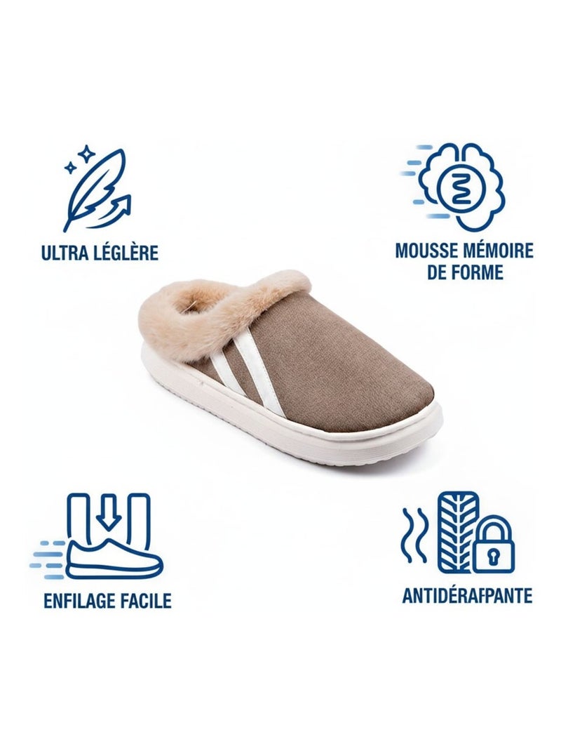 Pantofole miste invernali foderate ND10929 Marrone - Kiabi