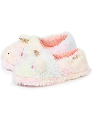 Pantofole mocassini imitazione di pelliccia, suola bambina isotoner