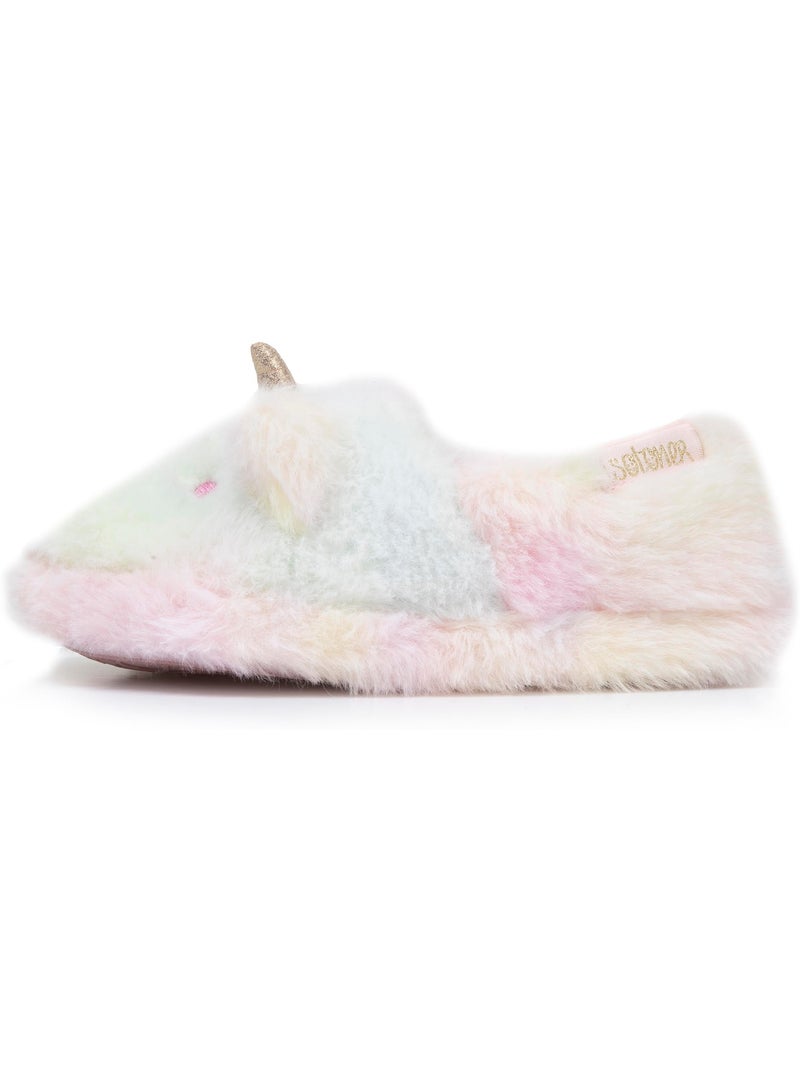 Pantofole mocassini imitazione di pelliccia, suola bambina isotoner Rosa/Giallo - Kiabi