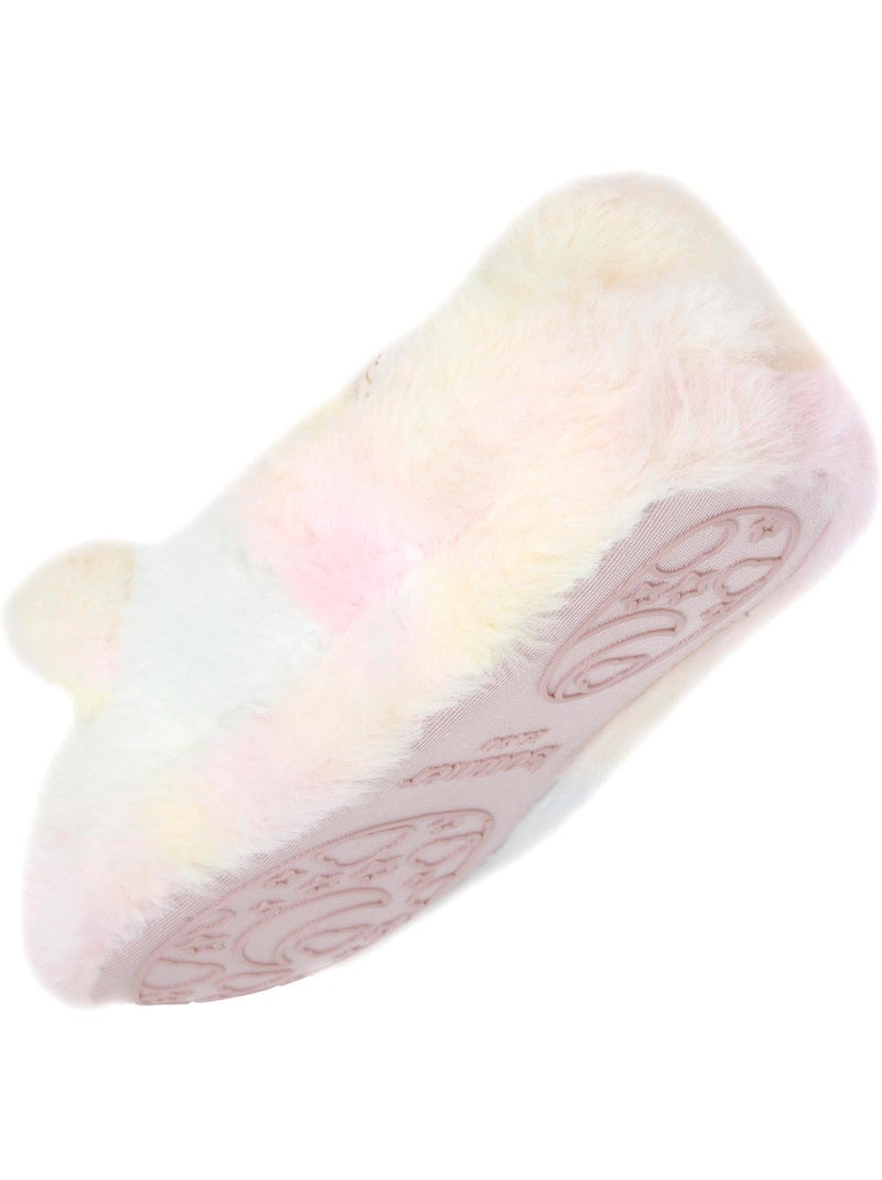 Pantofole mocassini imitazione di pelliccia, suola bambina isotoner Rosa/Giallo - Kiabi