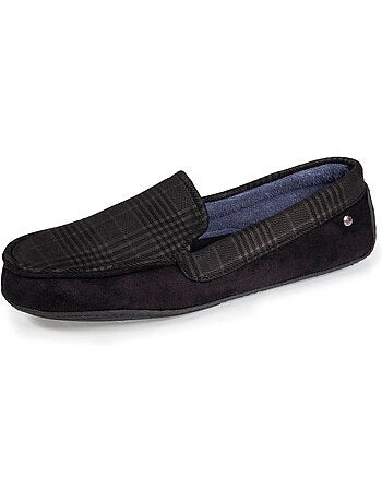 Pantofole mocassini in pelle scamosciata, suola in gomma uomo isotoner