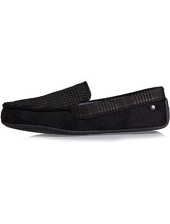 Pantofole mocassini in pelle scamosciata, suola in gomma uomo isotoner