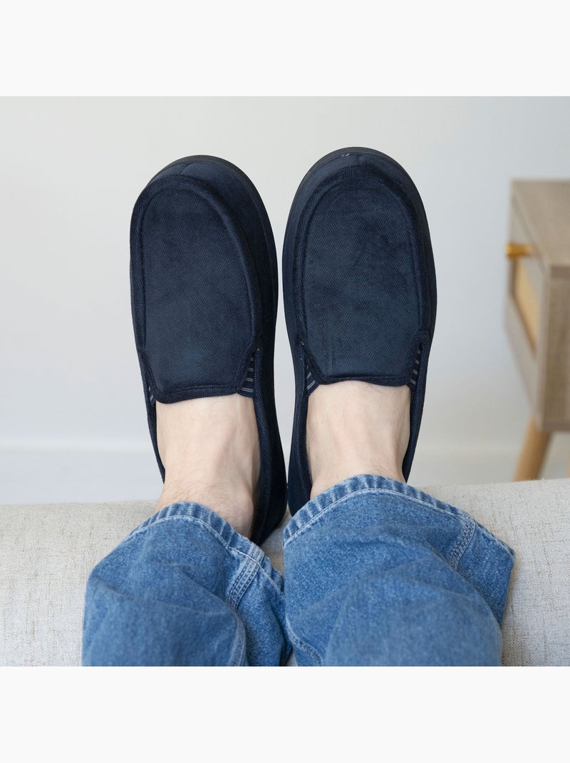 Pantofole mocassini superfice in morbido velluto e suola uomo isotoner Blu marino - Kiabi