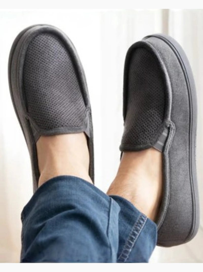 Pantofole mocassini tomaia in velluto e suola confortevole uomo Isotoner Grigio - Kiabi
