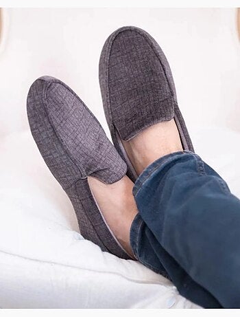 Pantofole mocassini ultracomodo e leggero, in cotone uomo isotoner
