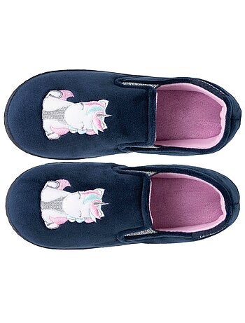 Pantofole mocassini velluto, vestibilità morbida, facile da bambina Isotoner