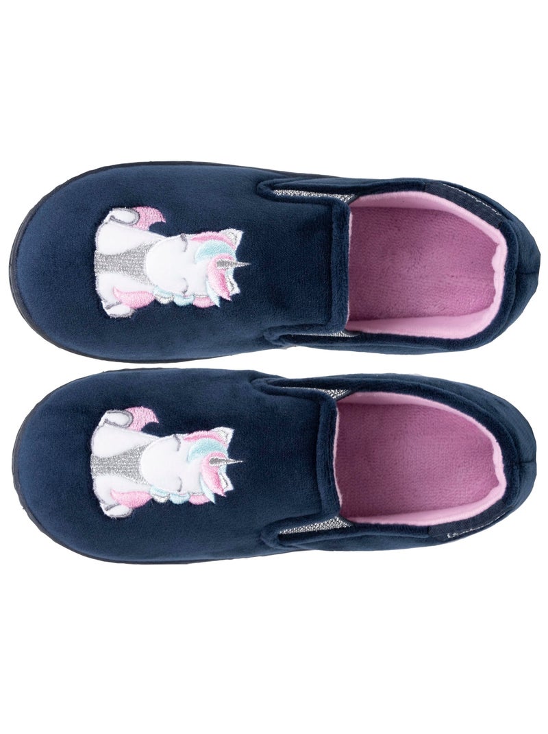 Pantofole mocassini velluto, vestibilità morbida, facile da bambina Isotoner Blu marino - Kiabi