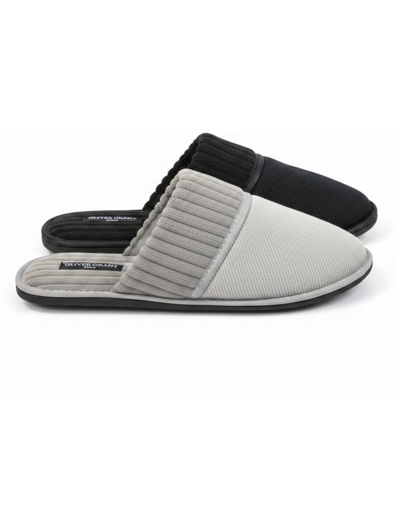 Pantofole Mule Uomo Costellate OLIVER GRANT PARIS Confezione da 2 Paia Nero Grigio - Kiabi