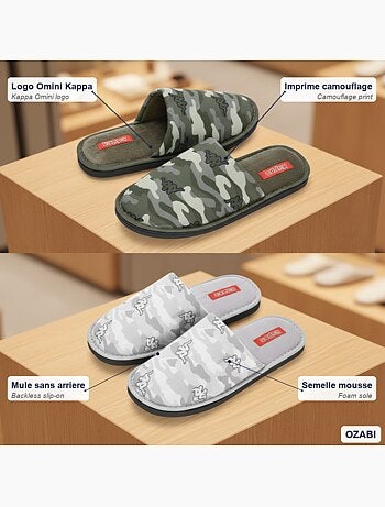 Pantofole Mule Uomo Imbottite Logo Omini KAPPA Confezione 2 Paia