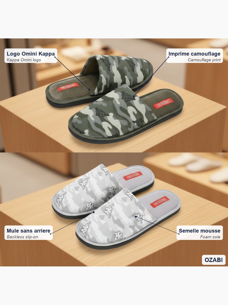 Pantofole Mule Uomo Imbottite Logo Omini KAPPA Confezione 2 Paia Grigio cachi - Kiabi