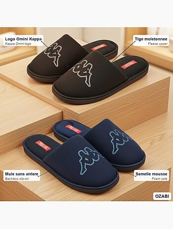 Pantofole Mule Uomo Imbottite Logo Omini KAPPA Confezione 2 Paia