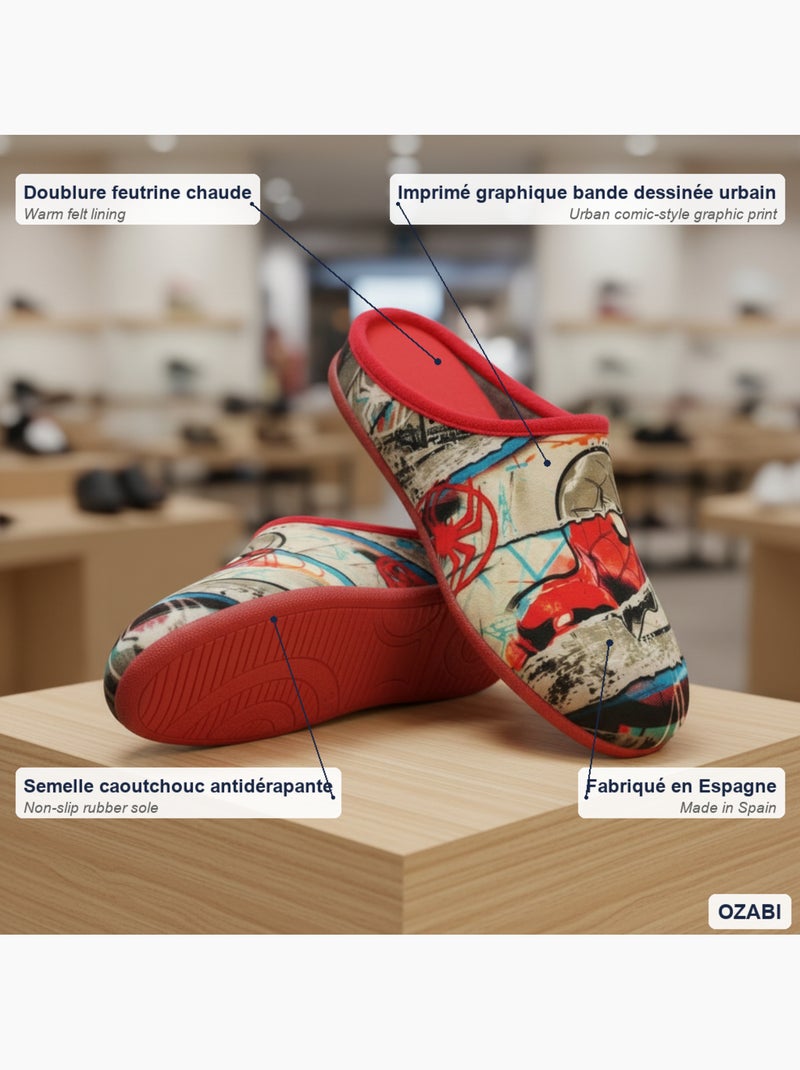 Pantofole mule uomo ozabi fantasia spagna Rosso - Kiabi