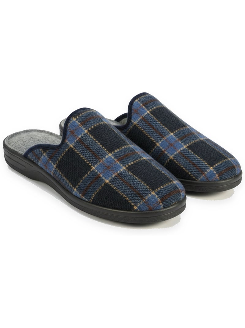Pantofole mule uomo ozabi jacquard scozzese realizzate in spagna Blu marino - Kiabi