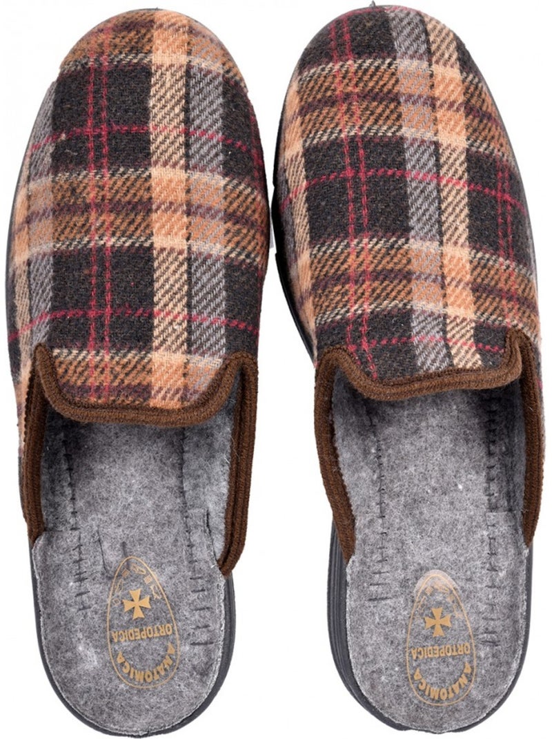 Pantofole mule uomo ozabi jacquard scozzese realizzate in spagna Marrone - Kiabi