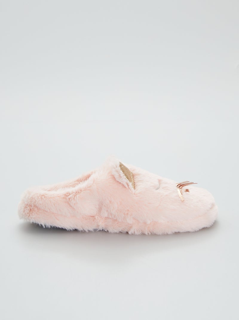 Pantofole mules animale gatto rosa - Kiabi