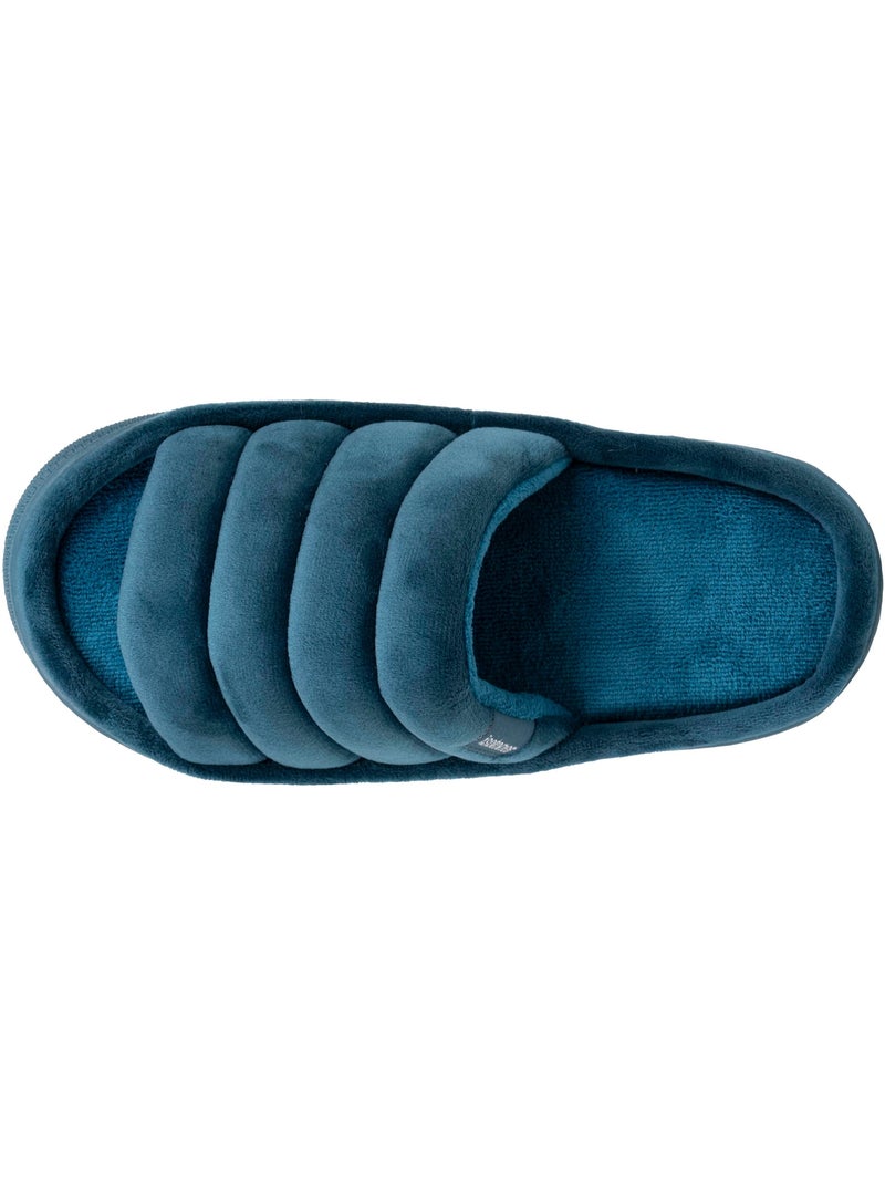 Pantofole mules aperte suola in velour bloup XTRA Comfort donna Isotoner Blu pavone - Kiabi