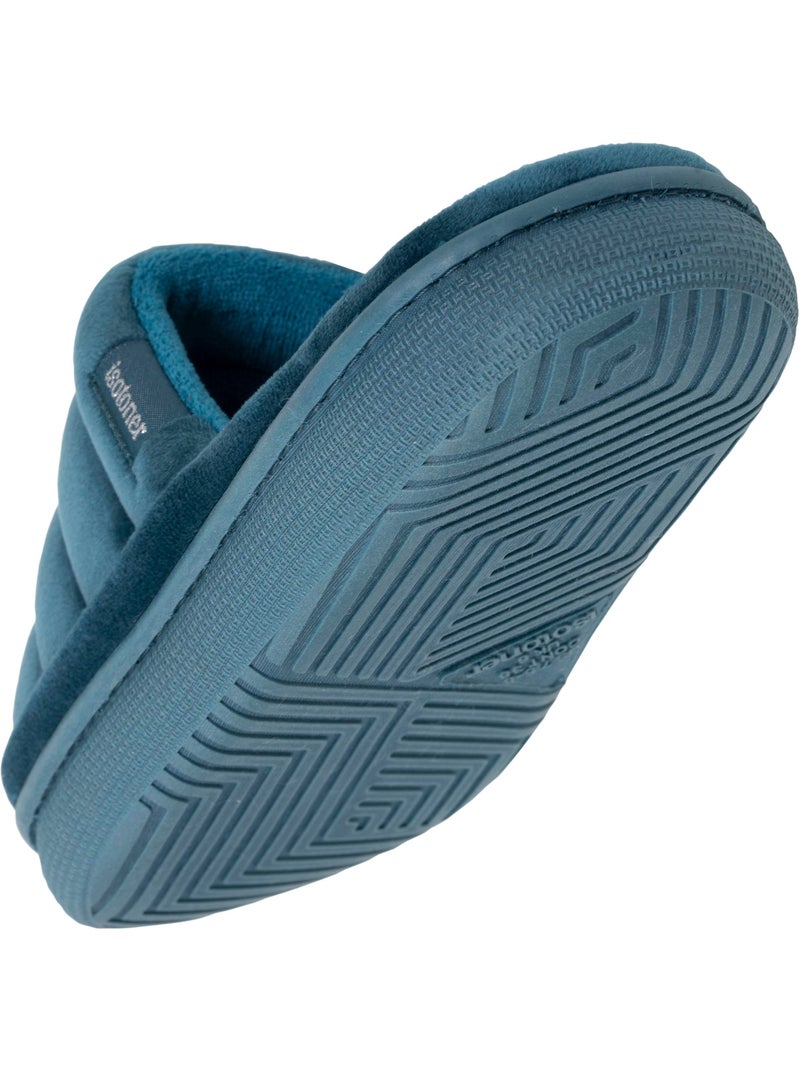 Pantofole mules aperte suola in velour bloup XTRA Comfort donna Isotoner Blu pavone - Kiabi