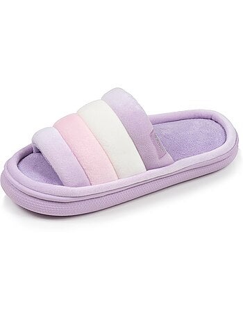 Pantofole mules aperte Suola XTRA Comfort in velluto e rete donna Isotoner